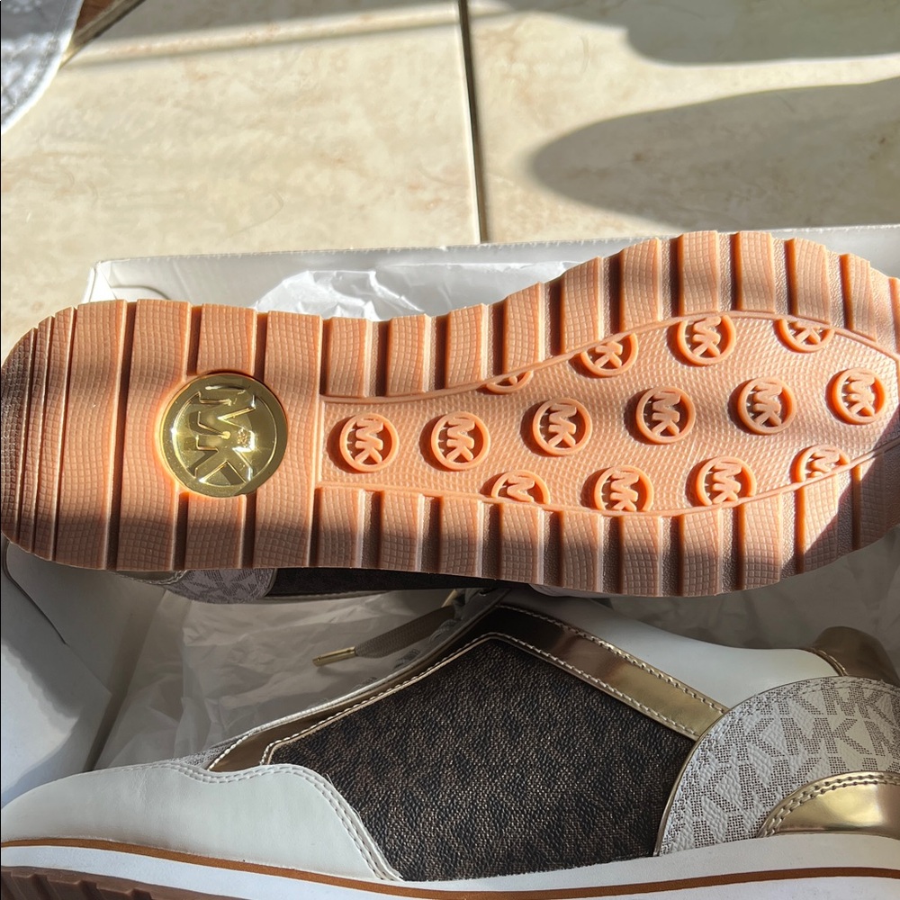 Michael Kors Gold and Brown Sneakers - Picture 3 of 5
